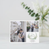 Greenery net getrouwd bruiloft foto's aankondigingskaart (Staand voorkant)