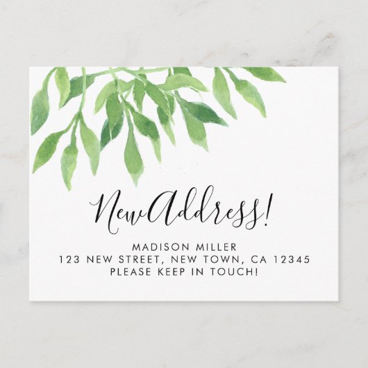 Greenery New Address Moving Aankondigingskaart (Voorkant)