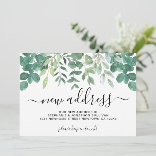 Greenery New Address Verhuisaankondiging Aankondiging (Staand voorkant)