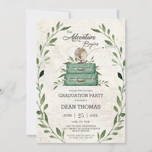 Greenery New Adventure begint aan reis Afstuderen Kaart (Voorkant)