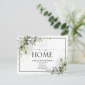 Greenery New Home Script Verhuisaankondiging Aankondigingskaart (Staand voorkant)