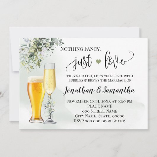 Greenery Niets Fancy Net Love Elopement Invite Save The Date (Voorkant)