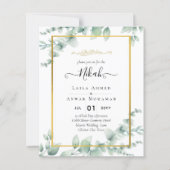 Greenery NIKAH WALIMAH Eucalyptus GOLD QR CODE INV (Voorkant)