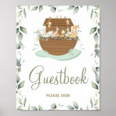 Greenery Noah's Ark Baby shower Baptisme Gastenboe Poster (Voorkant)
