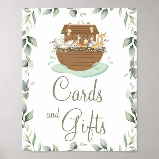 Greenery Noah's Ark Baby shower Doop Kaarten Gift Poster (Voorkant)