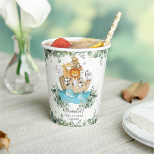 Greenery Noah's Ark Baby shower Verjaardagsdoop Papieren Bekers