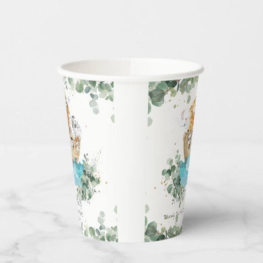 Greenery Noah's Ark Baby shower Verjaardagsdoop Papieren Bekers (Links)
