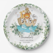 Greenery Noah's Ark Baby shower Verjaardagsdoop Papieren Bordje (Voorkant)
