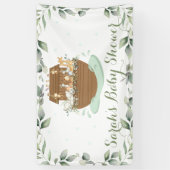 Greenery Noah's Ark Baby shower Welkomstachtergron Spandoek (Verticaal)