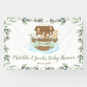 Greenery Noah's Ark Baby shower Welkomstachtergron Spandoek (Horizontaal)