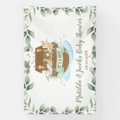 Greenery Noah's Ark Baby shower Welkomstachtergron Spandoek (Verticaal)