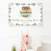 Greenery Noah's Ark Baby shower Welkomstachtergron Spandoek (Insitu)