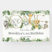 Greenery Oerwoud Animals 1st Birthday ONE Welkom Spandoek (Horizontaal)