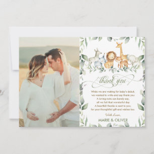 Greenery Oerwoud Animals Baby shower Birthday Foto Bedankkaart