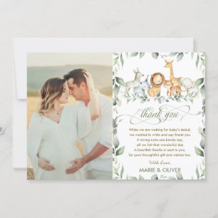 Greenery Oerwoud Animals Baby shower Birthday Foto Bedankkaart