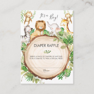 Greenery Oerwoud Animals Baby shower Diaper Raffle Informatiekaartje