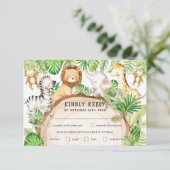 Greenery Oerwoud Animals Baby shower Meal Choice RSVP Kaartje (Staand voorkant)