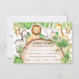 Greenery Oerwoud Animals Baby shower Meal Choice RSVP Kaartje