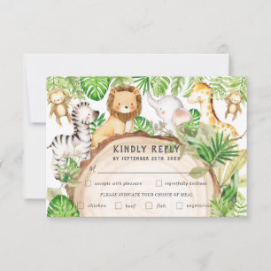 Greenery Oerwoud Animals Baby shower Meal Choice RSVP Kaartje