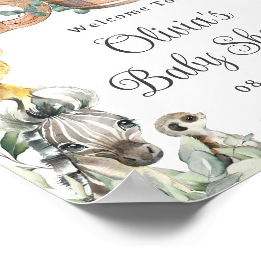 Greenery Oerwoud Animals Baby shower Welkom Poster (Hoek)