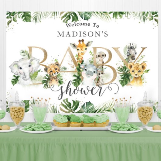 Greenery Oerwoud Animals Baby shower Welkom Spandoek