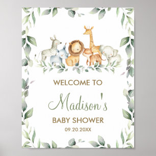 Greenery Oerwoud Animals Baby shower Welkomstteken Poster