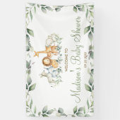 Greenery Oerwoud Animals Birthday Welkomstachtergr Spandoek (Verticaal)