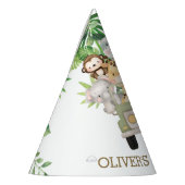 Greenery Oerwoud Animals Safari Car Birthday Cone Feesthoedjes (Links)