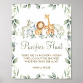 Greenery Oerwoud Animals Shower Pacifier Hunt Game Poster (Voorkant)