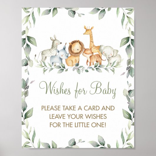 Greenery Oerwoud Animals wil Baby Sign Game Poster (Voorkant)