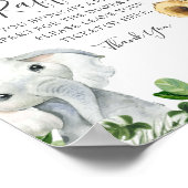 Greenery Oerwoud Safari Animals Diaper Raffle Sign Poster (Hoek)