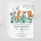 Greenery Oerwoud Safari Animals Oh Baby shower Kaart (Voorkant)