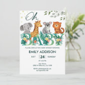 Greenery Oerwoud Safari Animals Oh Baby shower Kaart (Staand voorkant)