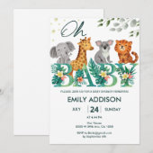 Greenery Oerwoud Safari Animals Oh Baby shower Kaart (Voorkant / Achterkant)