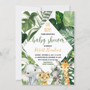 Greenery Oerwoud safari Baby shower Invitation Boy Kaart