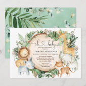 Greenery Oerwoud Safari Wilde Dieren Baby shower Kaart (Voorkant / Achterkant)