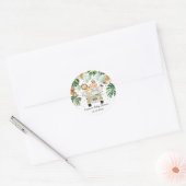 Greenery Oerwoud Safari Wilde Dieren Baby shower Ronde Sticker (Envelop)