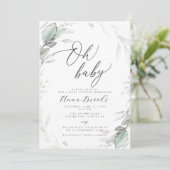 Greenery Oh Baby Chic baby shower Kaart (Staand voorkant)