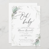 Greenery Oh Baby Chic baby shower Kaart (Voorkant / Achterkant)
