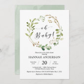 Greenery Oh Baby shower Modern Script Kaart (Voorkant / Achterkant)