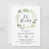 Greenery Oh Baby shower Modern Script Kaart (Voorkant)