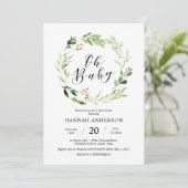 Greenery Oh Baby shower Modern Script Kaart (Staand voorkant)