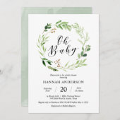 Greenery Oh Baby shower Modern Script Kaart (Voorkant / Achterkant)