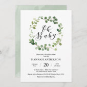 Greenery Oh Baby shower Modern Script Kaart (Voorkant / Achterkant)