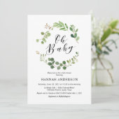 Greenery Oh Baby shower Modern Script Kaart (Staand voorkant)