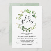 Greenery Oh Baby shower Modern Script Kaart (Voorkant / Achterkant)