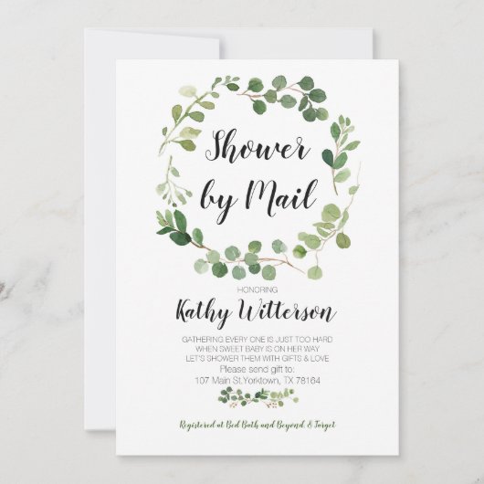 Greenery oh baby shower per post uitnodiging (Voorkant)