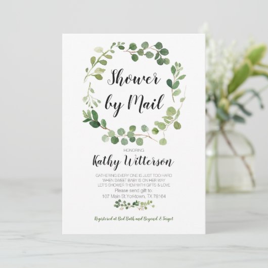 Greenery oh baby shower per post uitnodiging (Staand voorkant)