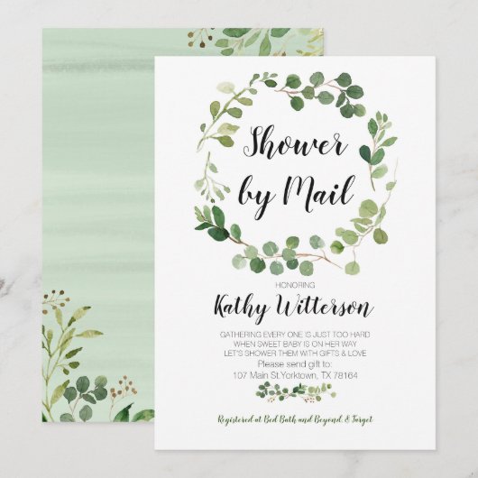 Greenery oh baby shower per post uitnodiging (Voorkant / Achterkant)