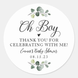 Greenery Oh Boy Baby shower Sticker